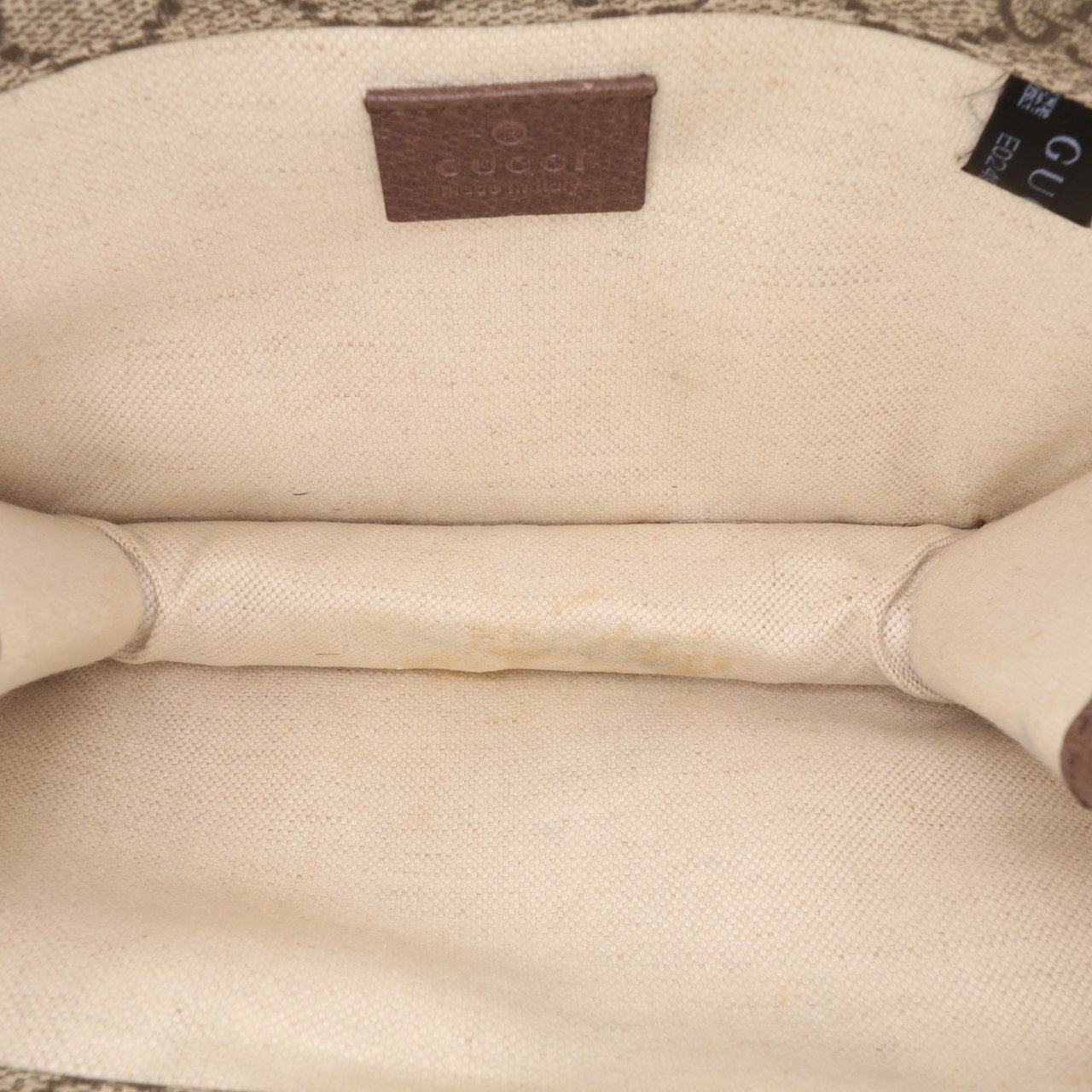 Gucci Small GG Supreme Web Neo Vintage Double Flap Messenger Bag Bruin