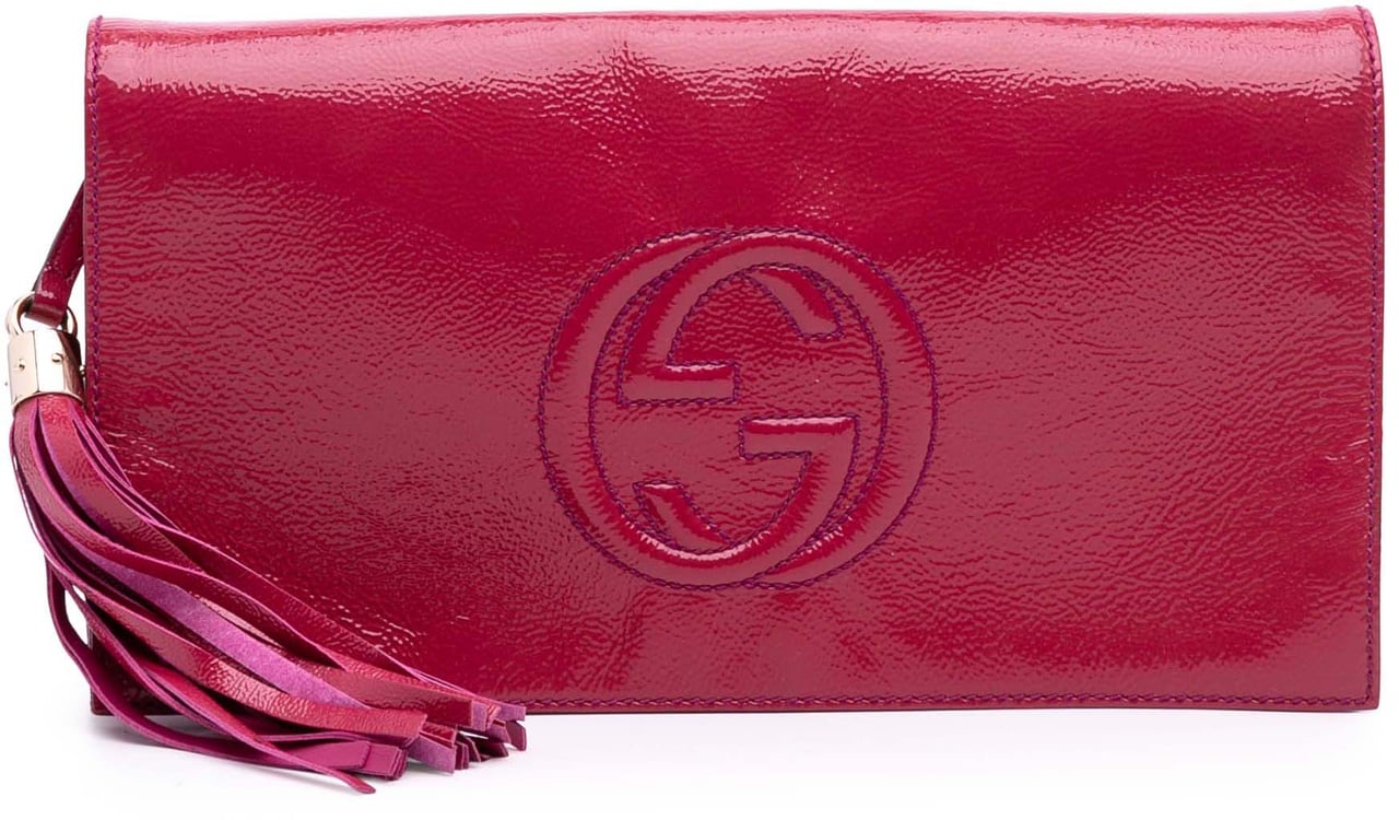 Gucci Soft Patent Soho Disco Clutch Roze