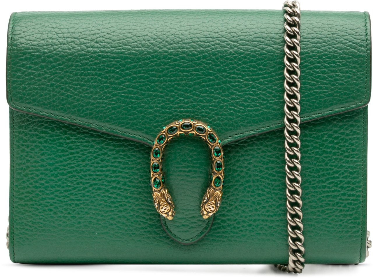 Gucci Mini Leather Dionysus Wallet on Chain Groen