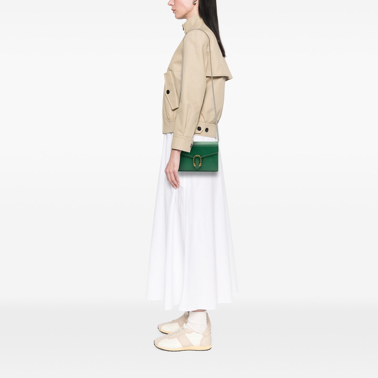 Gucci Mini Leather Dionysus Wallet on Chain Groen