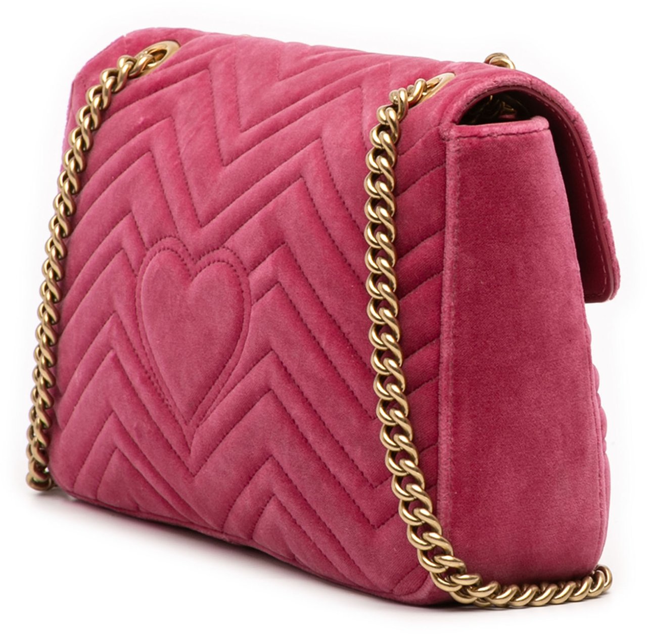 Gucci Large GG Marmont Matelasse Velvet Embroidered Blind For Love Shoulder Bag Roze