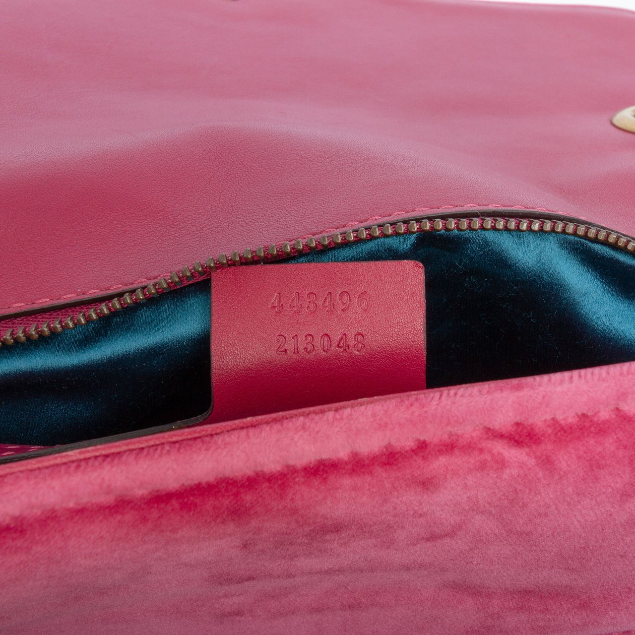 Gucci Large GG Marmont Matelasse Velvet Embroidered Blind For Love Shoulder Bag Roze