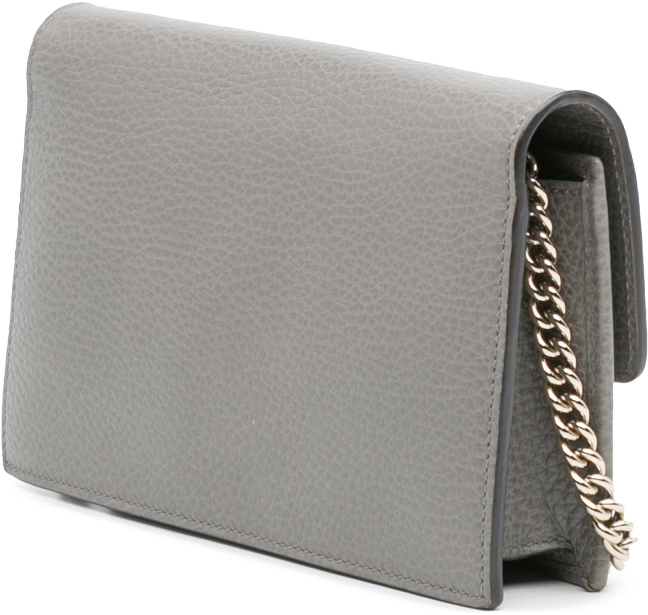 Gucci Leather Interlocking G Dollar Wallet on Chain Grijs