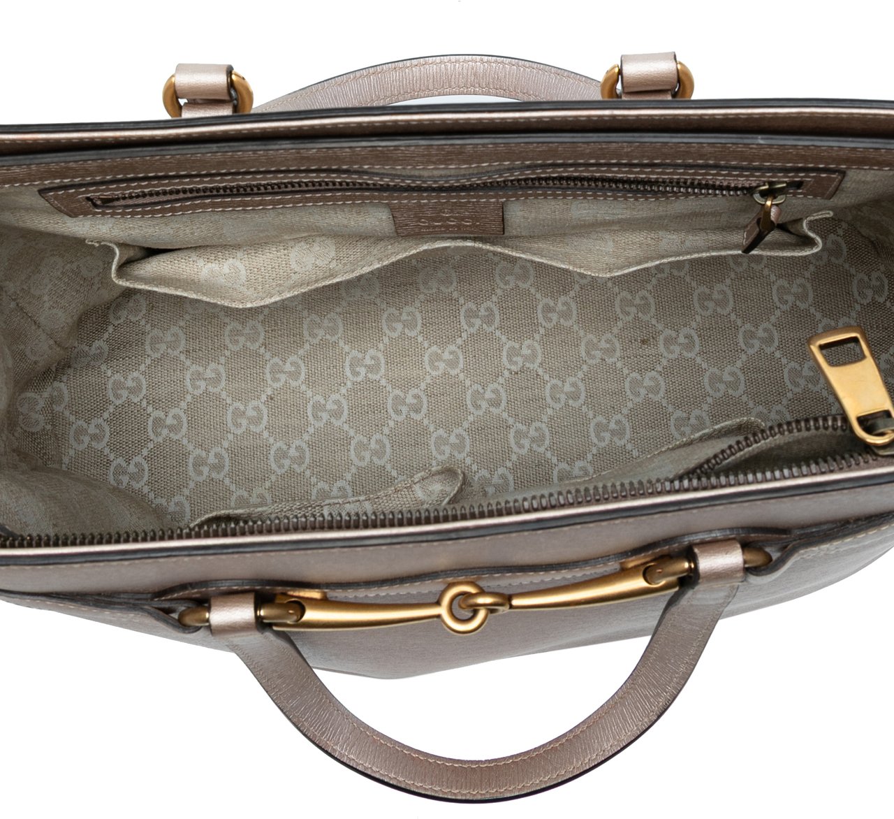 Gucci Leather Bright Bit Satchel Goud