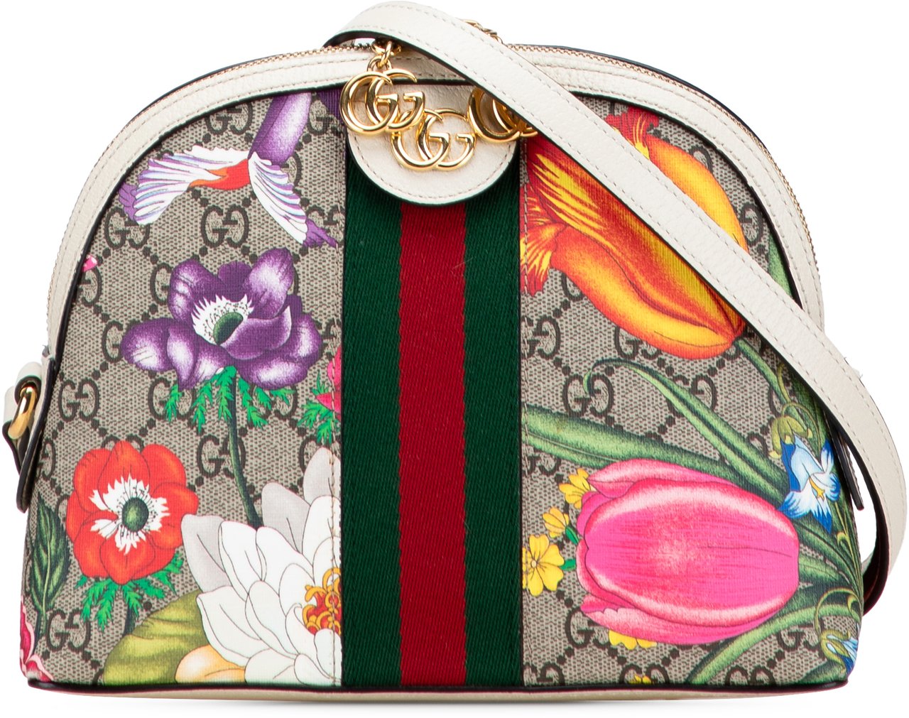 Gucci Small GG Supreme Flora Ophidia Dome Crossbody Bruin