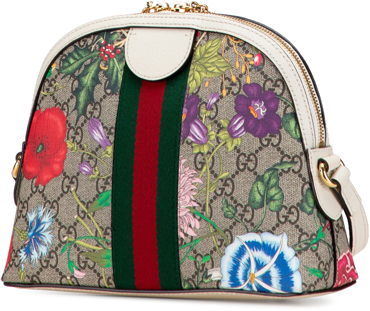 Gucci Small GG Supreme Flora Ophidia Dome Crossbody Bruin