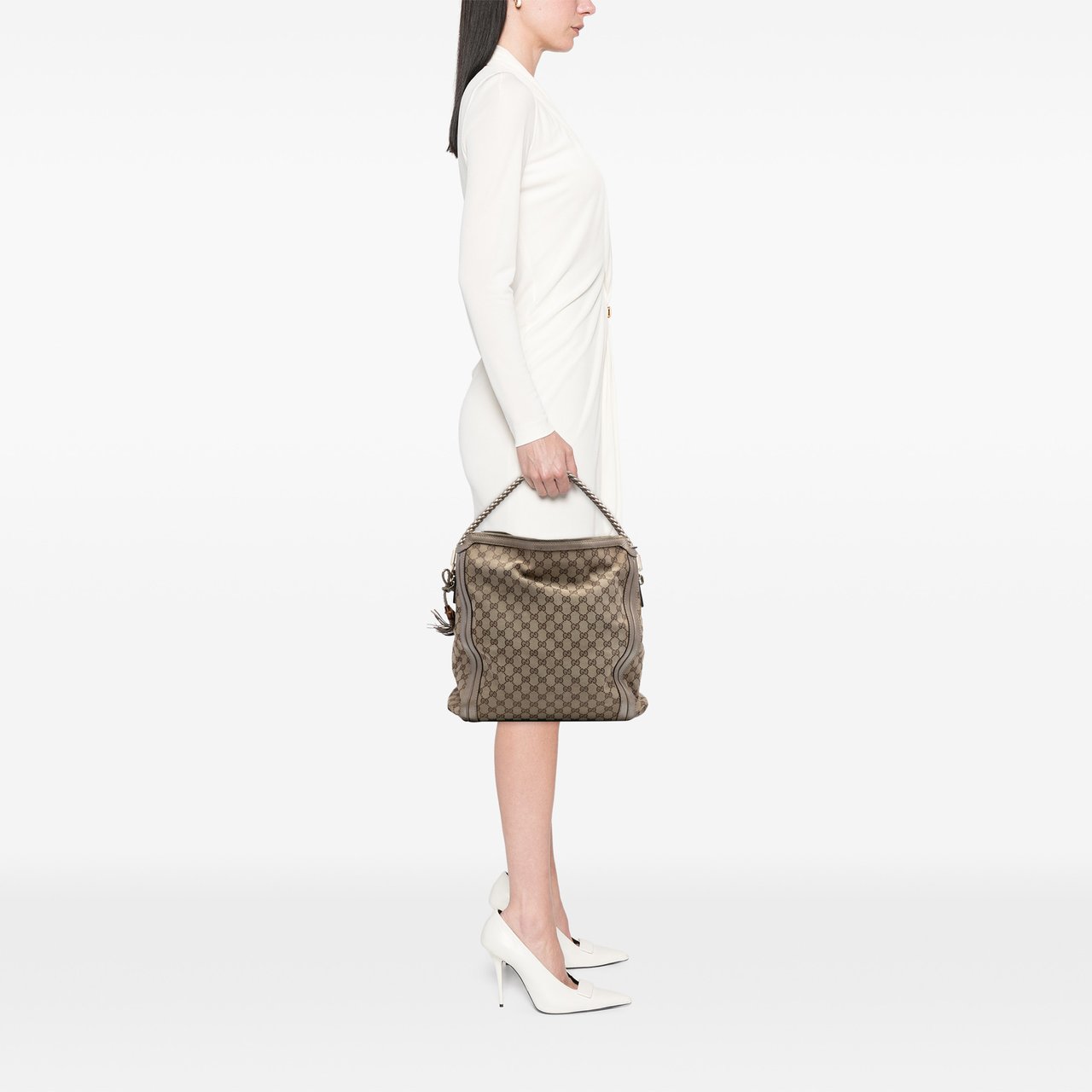 Gucci Large GG Canvas Bella Shoulder Bag Bruin