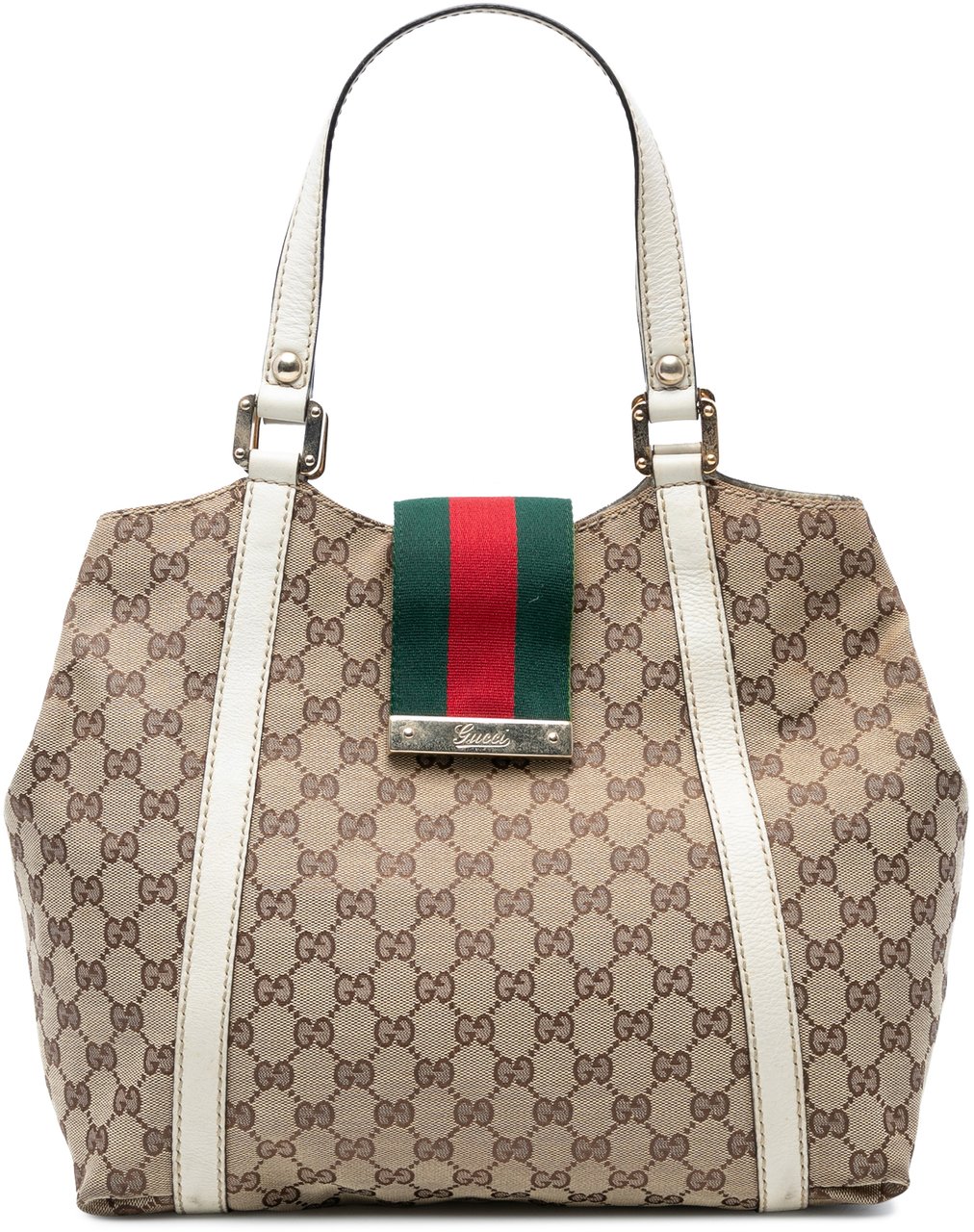 Gucci GG Canvas Web New Ladies Tote Bruin