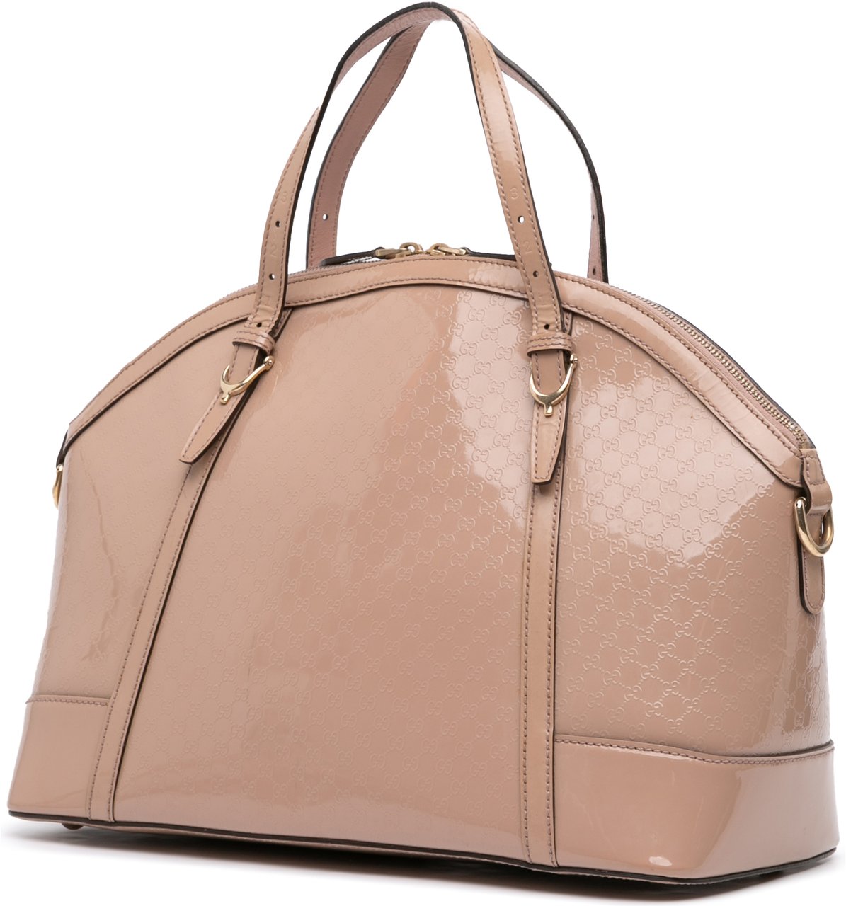 Gucci Large Microguccissima Patent Nice Dome Satchel Bruin