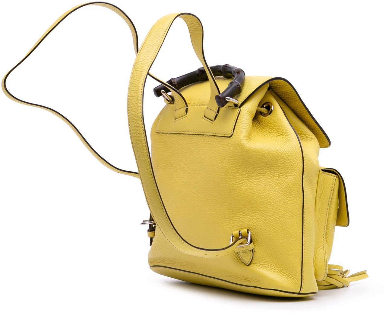 Gucci Leather Bamboo Tassel Backpack Geel