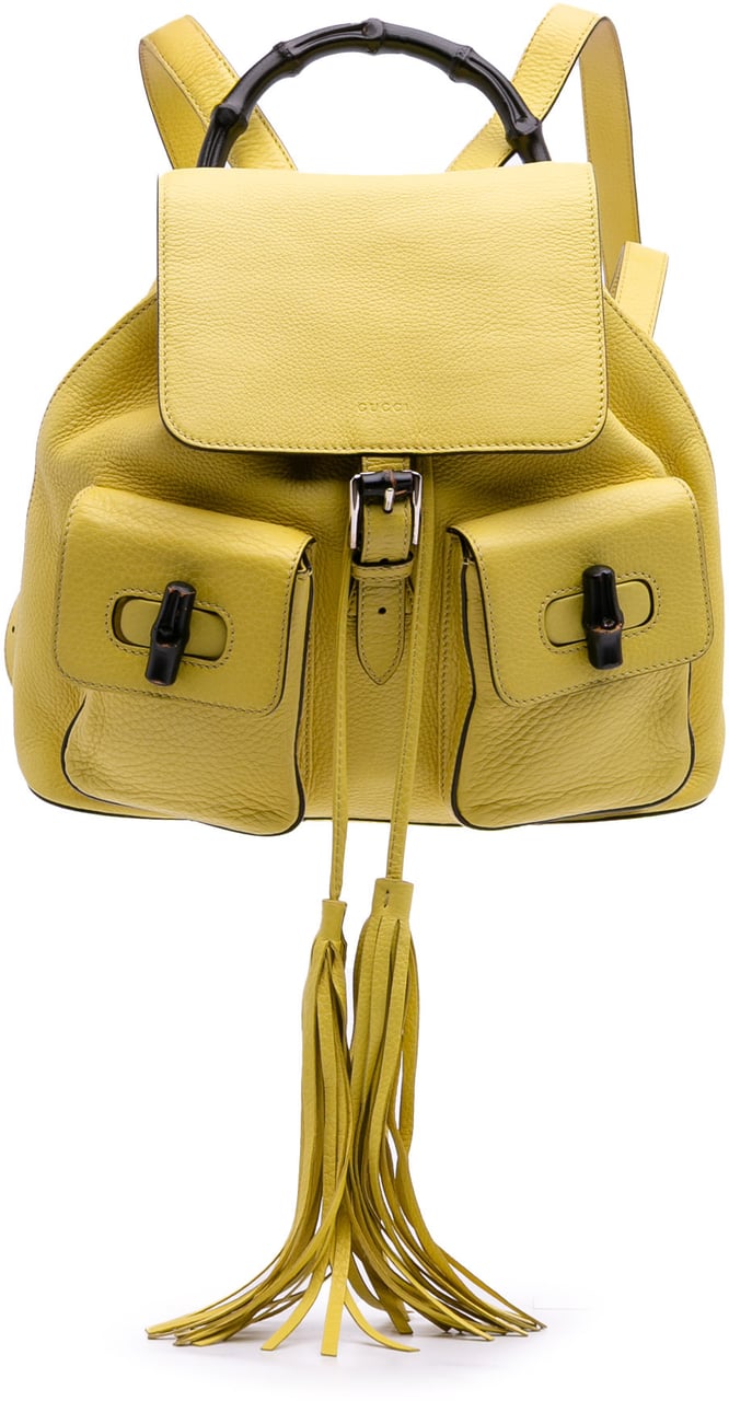 Gucci Leather Bamboo Tassel Backpack Geel