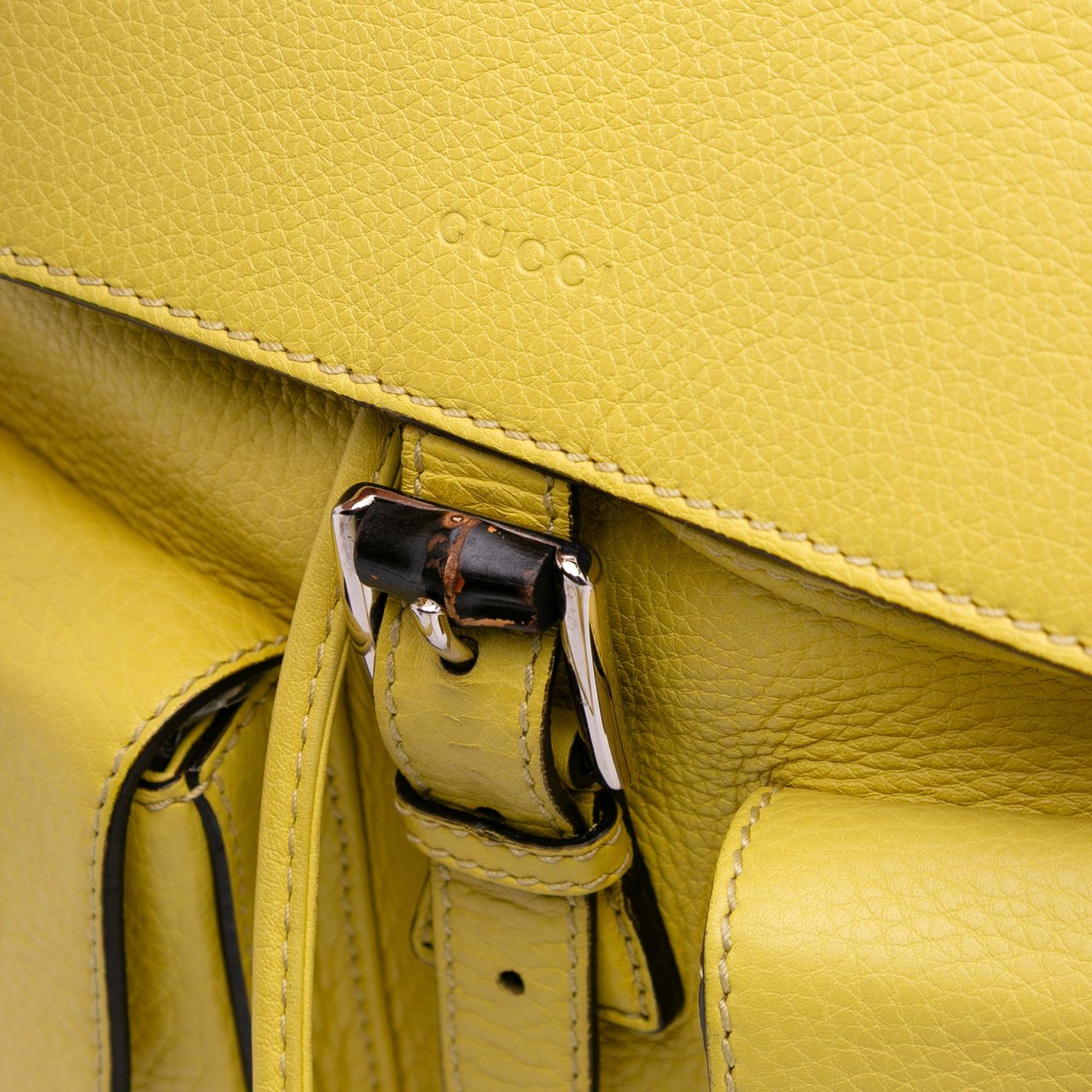 Gucci Leather Bamboo Tassel Backpack Geel