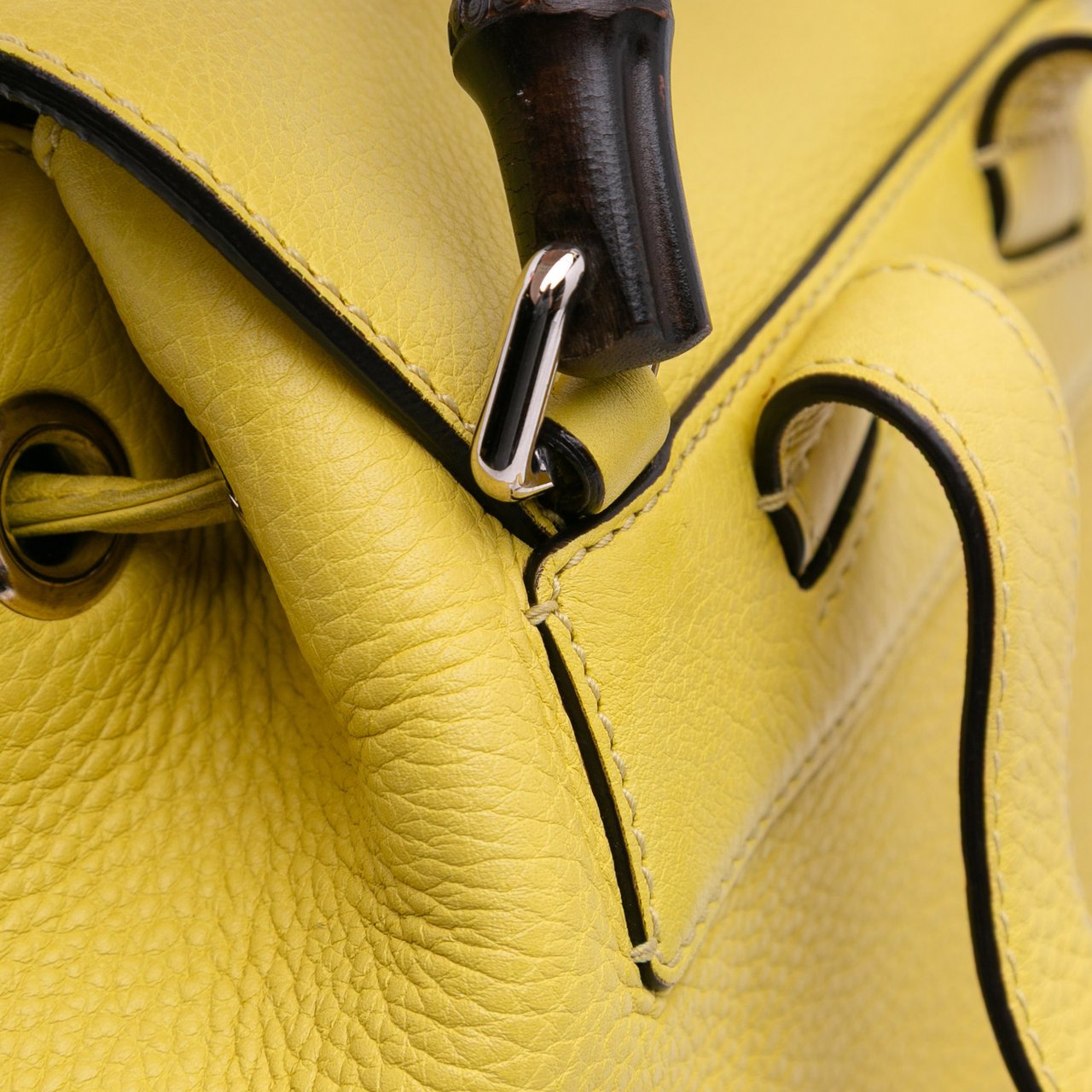Gucci Leather Bamboo Tassel Backpack Geel