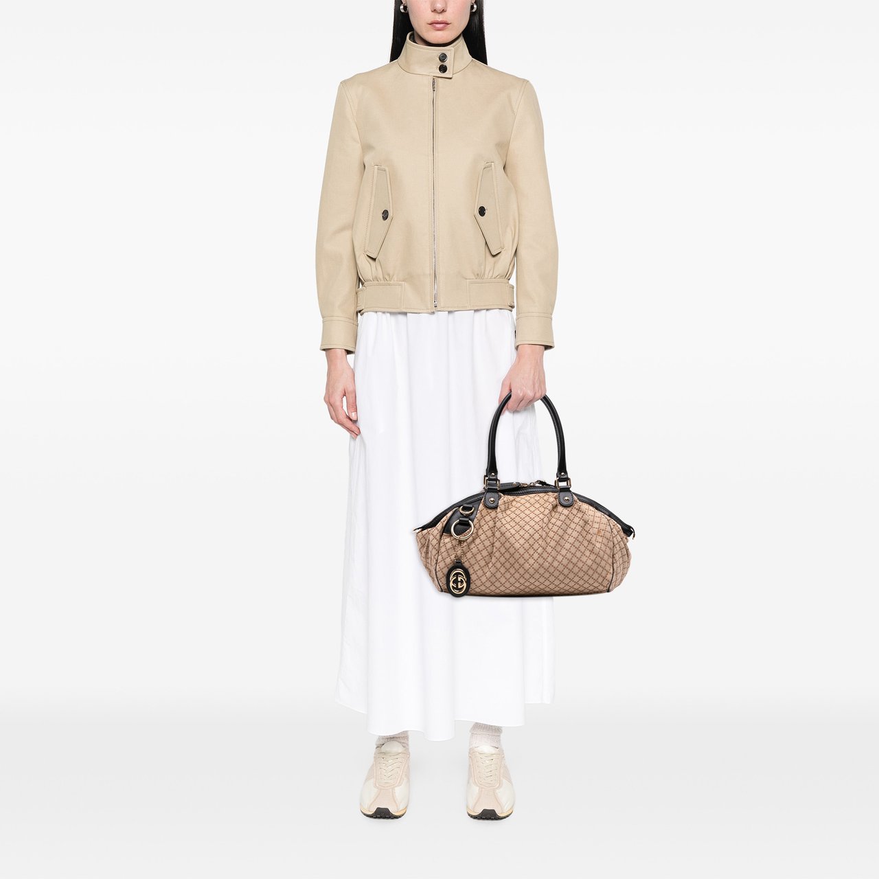 Gucci Diamante Canvas Sukey Satchel Bruin