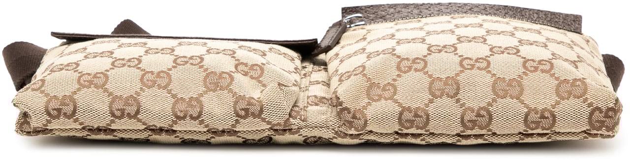 Gucci GG Canvas Double Pocket Belt Bag Bruin