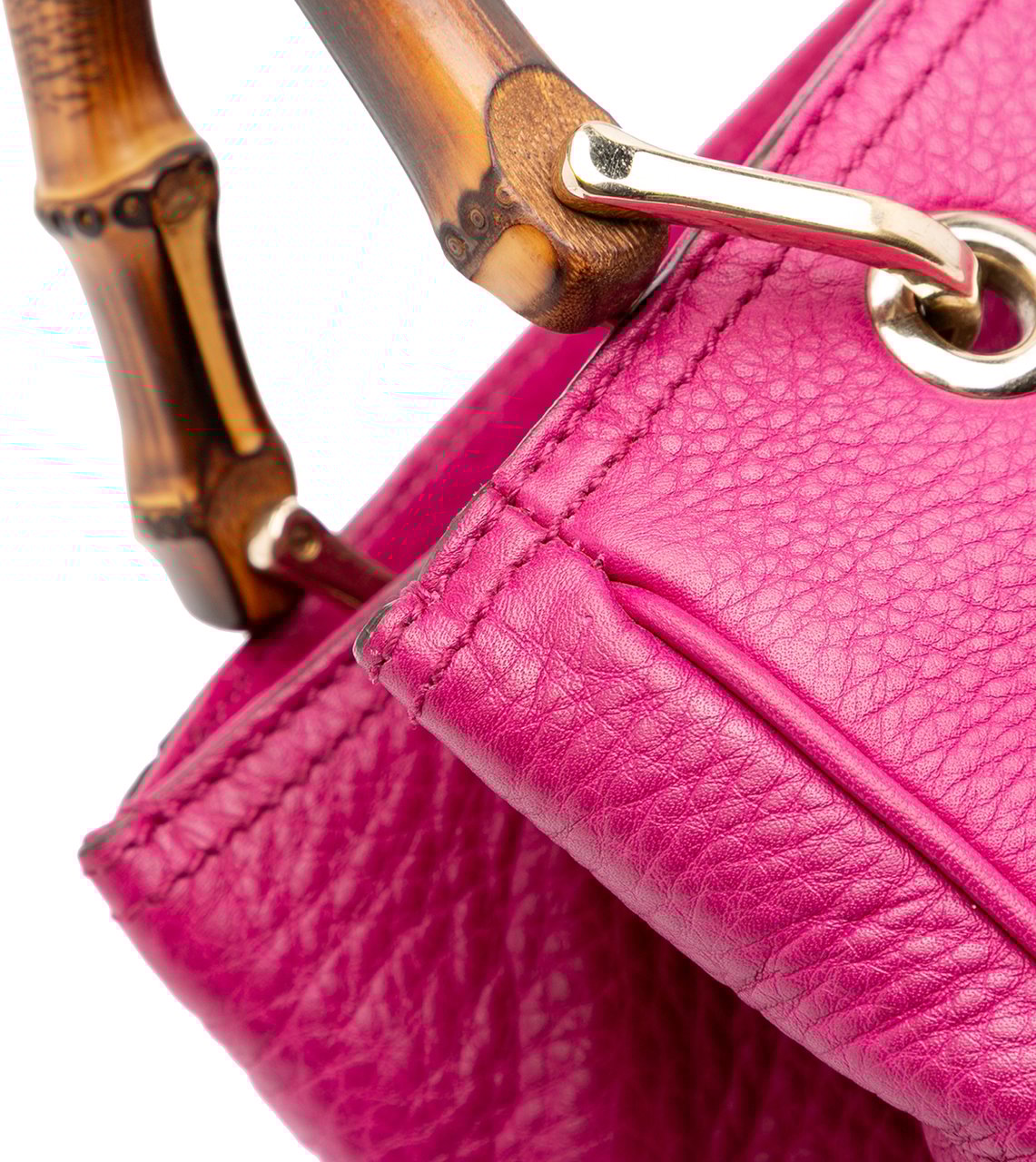 Gucci Small Calfskin Bamboo Shopper Satchel Roze