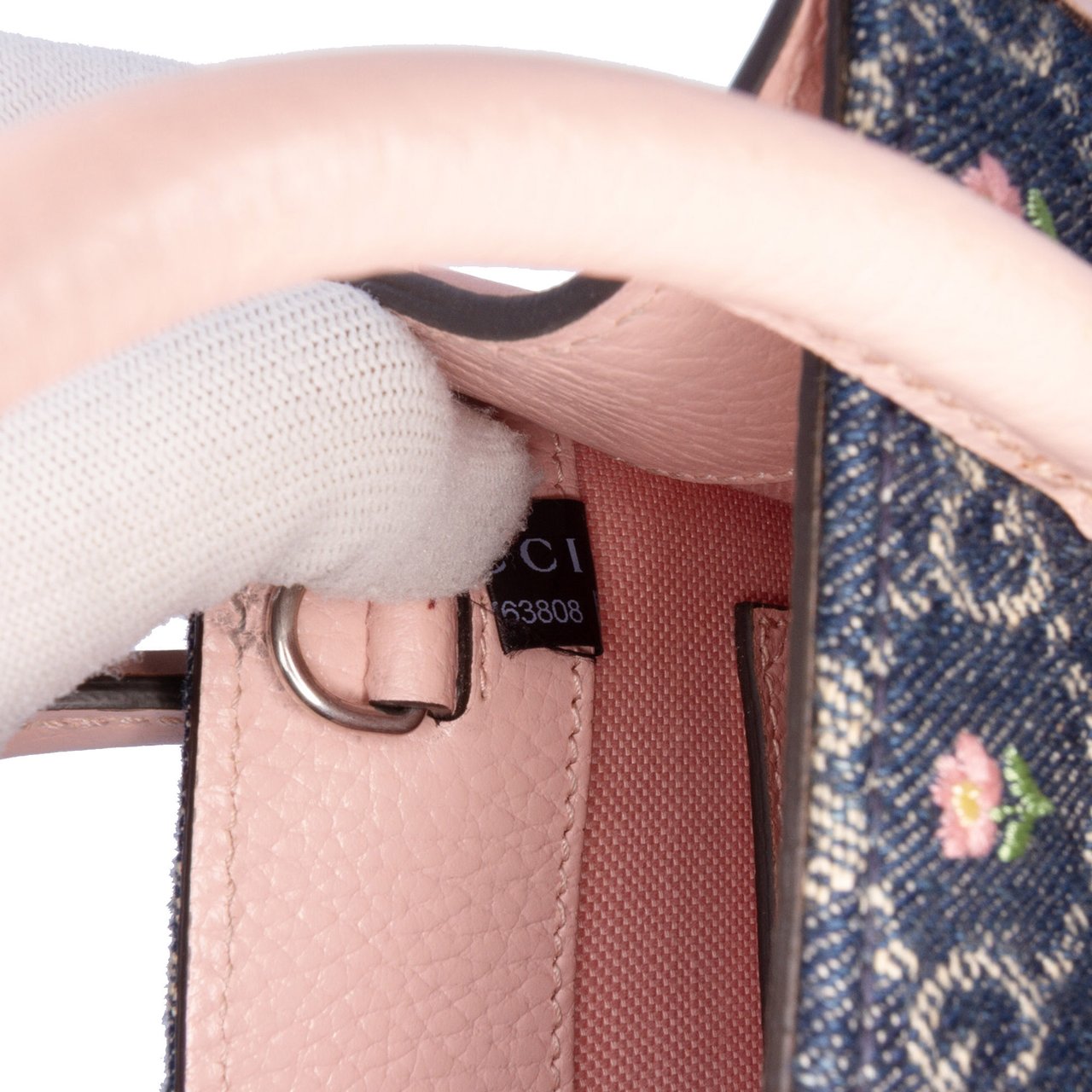Gucci Mini GG Denim Interlocking G Flowers Tote Blauw