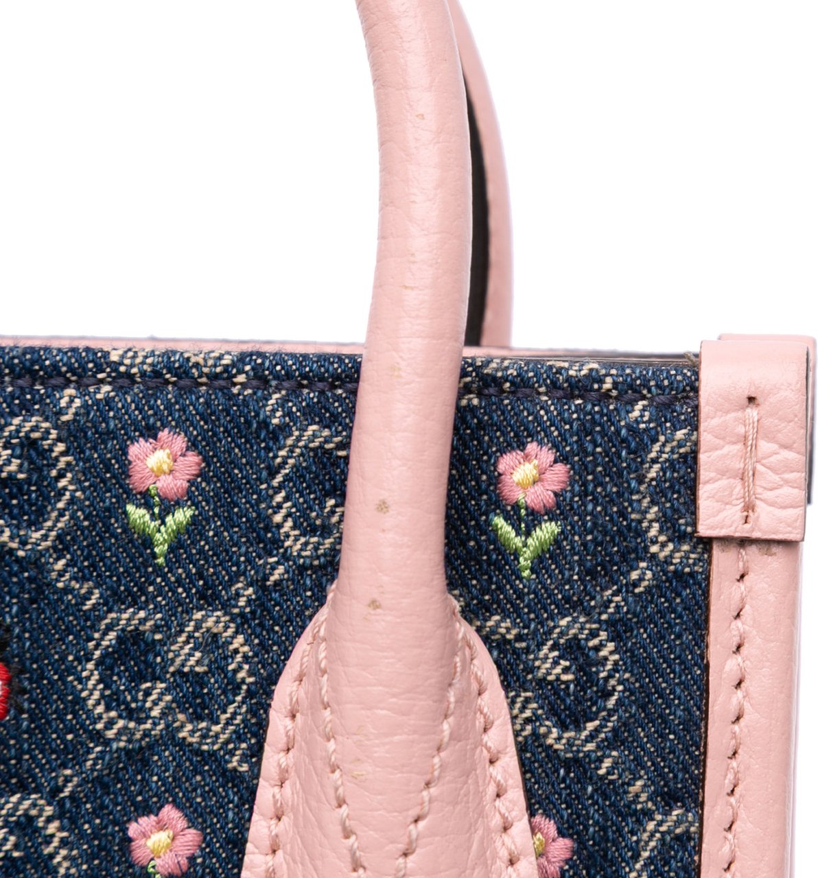 Gucci Mini GG Denim Interlocking G Flowers Tote Blauw