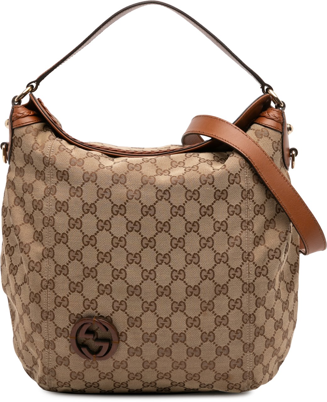 Gucci Medium GG Canvas Brick Lane Convertible Hobo Bruin