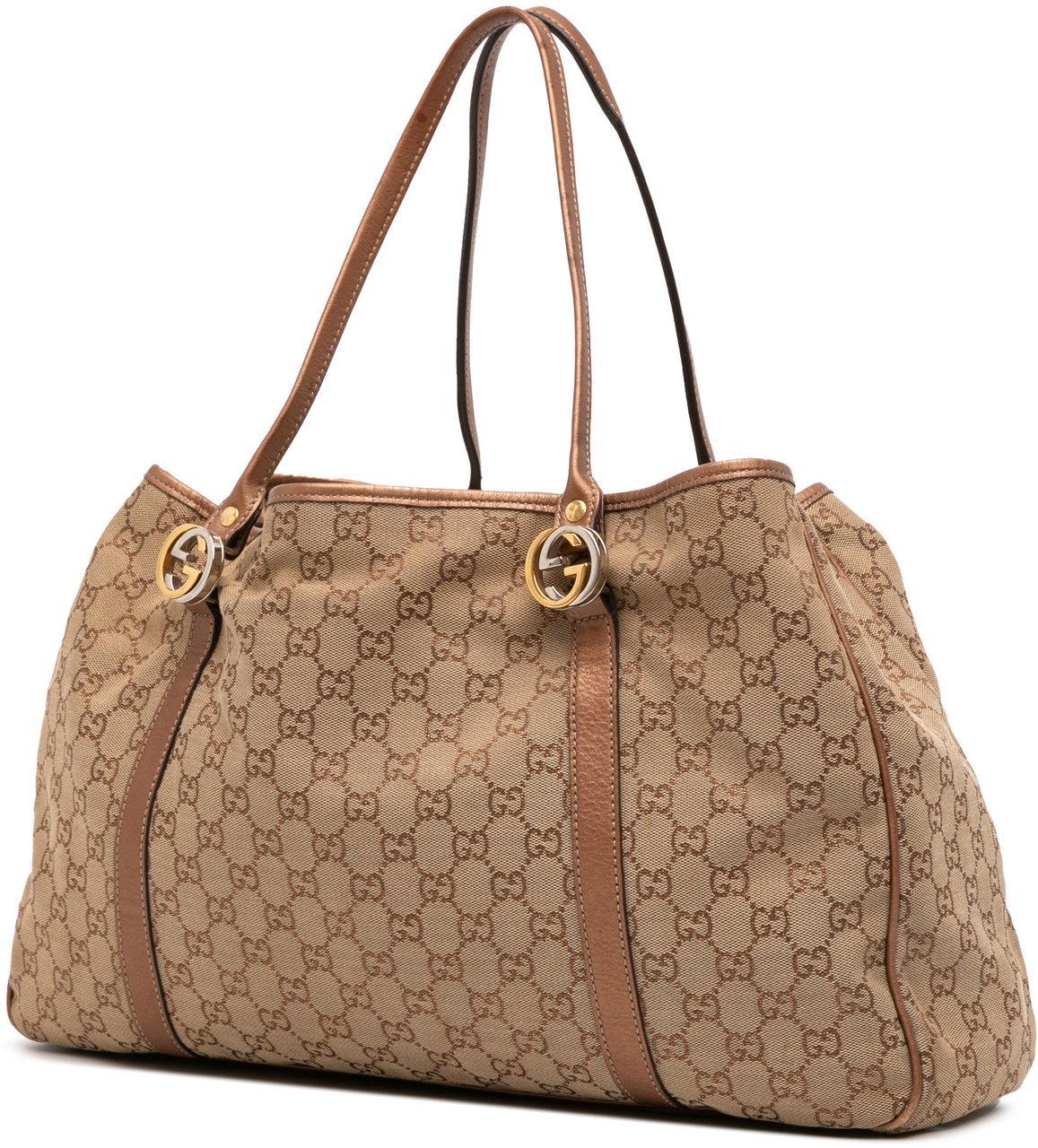 Gucci Large GG Canvas Twins Tote Bruin
