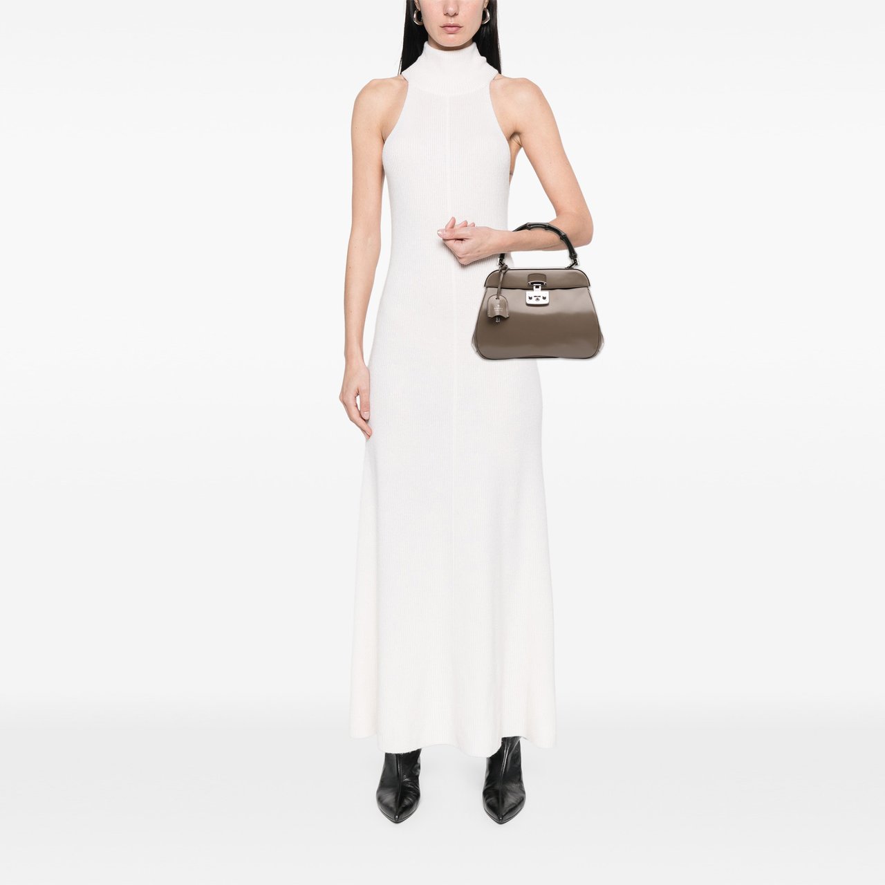 Gucci Medium Smooth Calfskin Bamboo Lady Lock Handbag Bruin