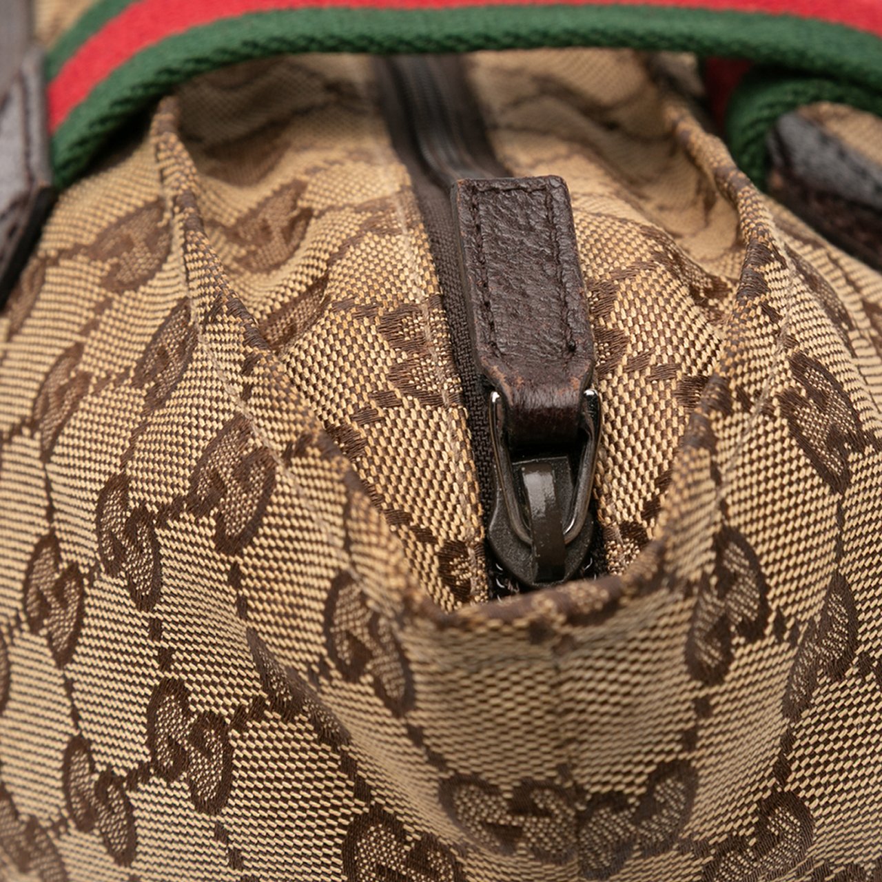 Gucci GG Canvas Web Tote Bruin
