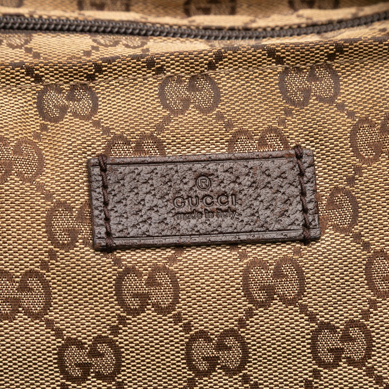 Gucci GG Canvas Web Tote Bruin