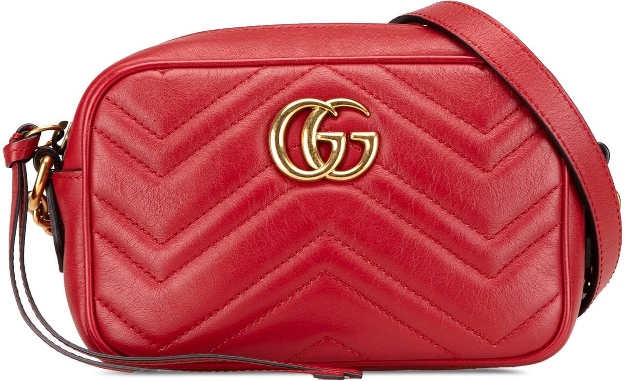 Gucci Mini GG Marmont Matelasse Leather Crossbody Rood