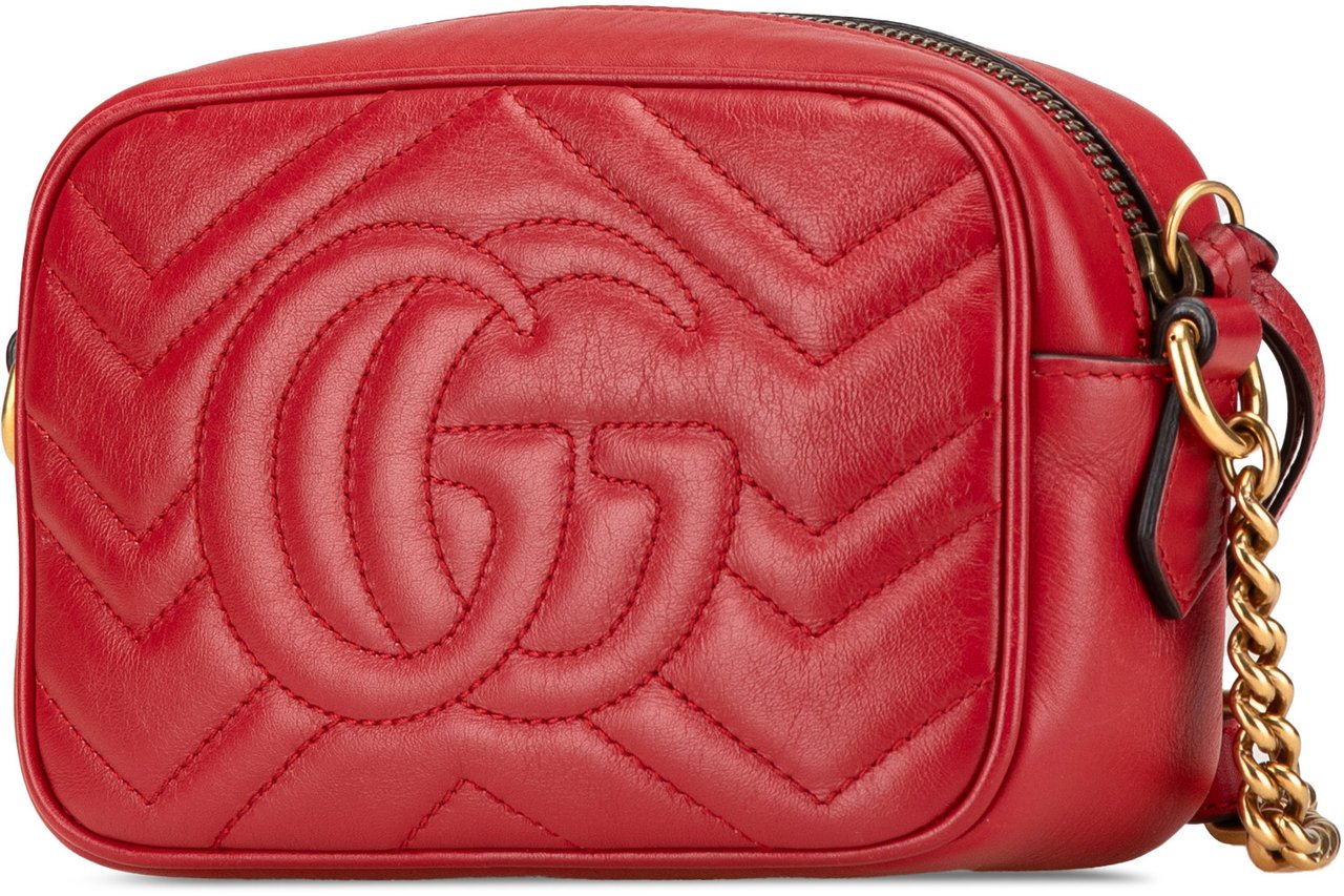 Gucci Mini GG Marmont Matelasse Leather Crossbody Rood