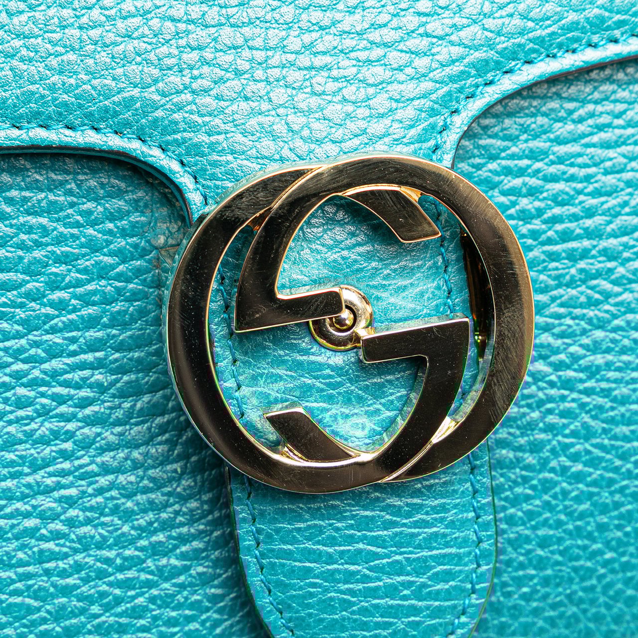 Gucci Medium Dollar Calfskin Interlocking G Crossbody Blauw