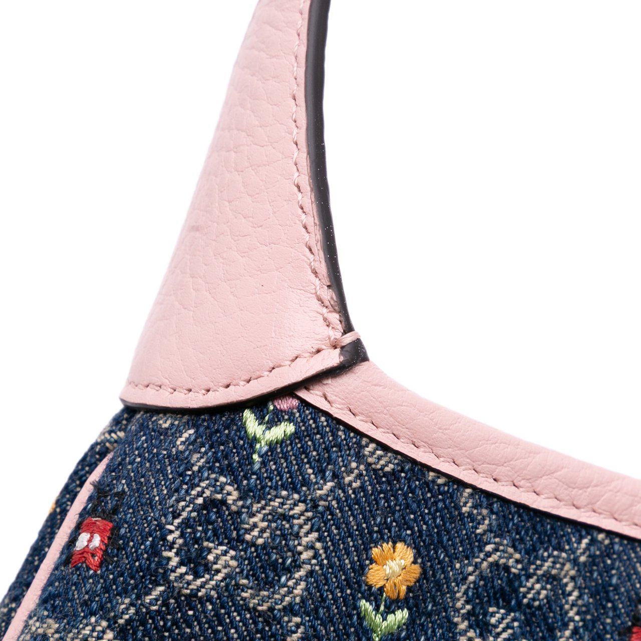 Gucci Limited Edition Mini GG Embroidered Denim Floral Jackie 1961 Crossbody Blauw