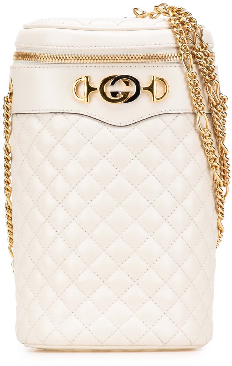 Gucci Calfskin Trapuntata Zumi Convertible Bag Wit