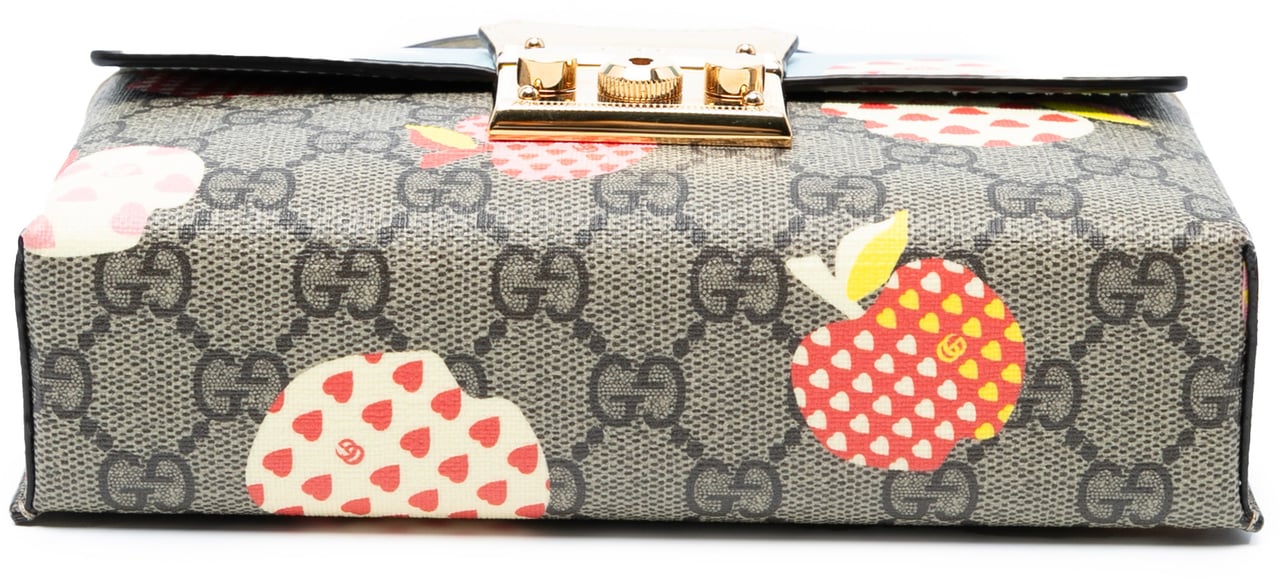 Gucci Mini GG Supreme Monogram Les Pommes Padlock Satchel Bruin