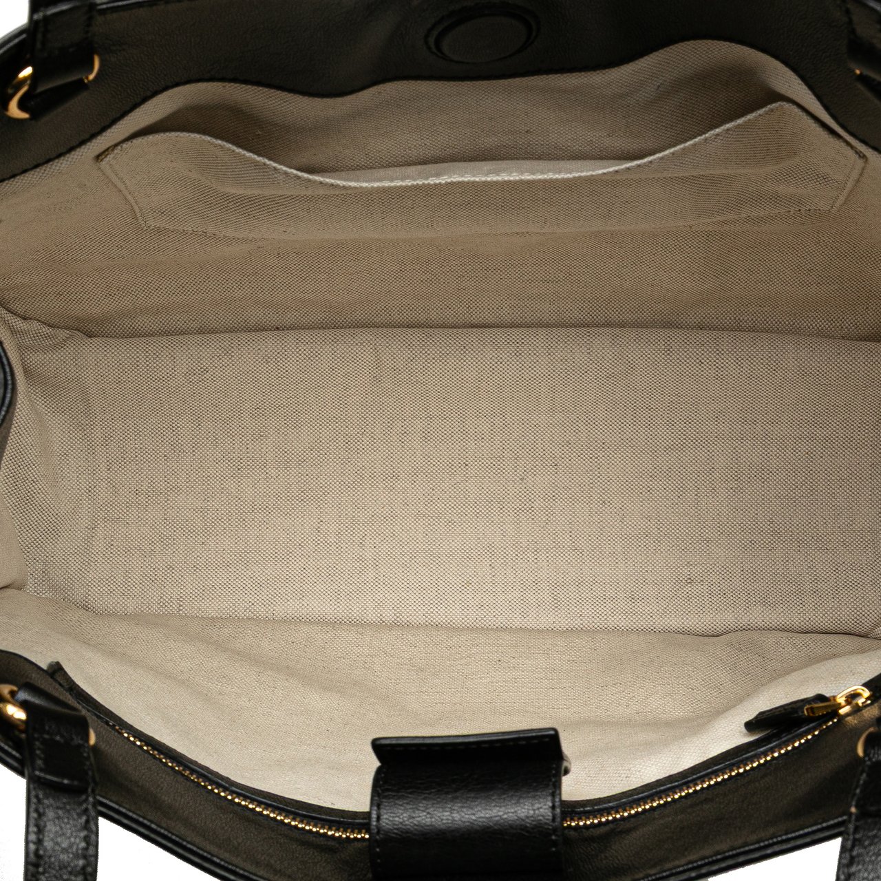 Gucci Medium Leather Horsebit 1955 Tote Zwart