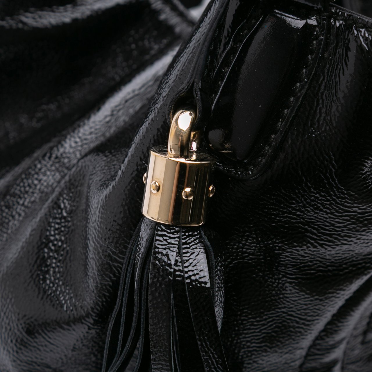 Gucci Small Patent Soho Satchel Zwart