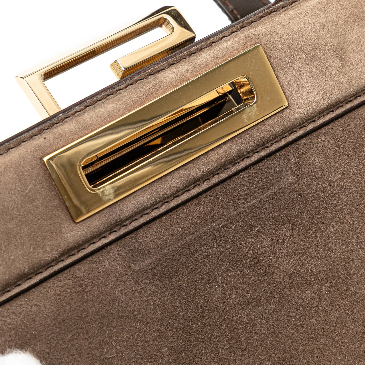 Gucci G Suede Handbag Bruin