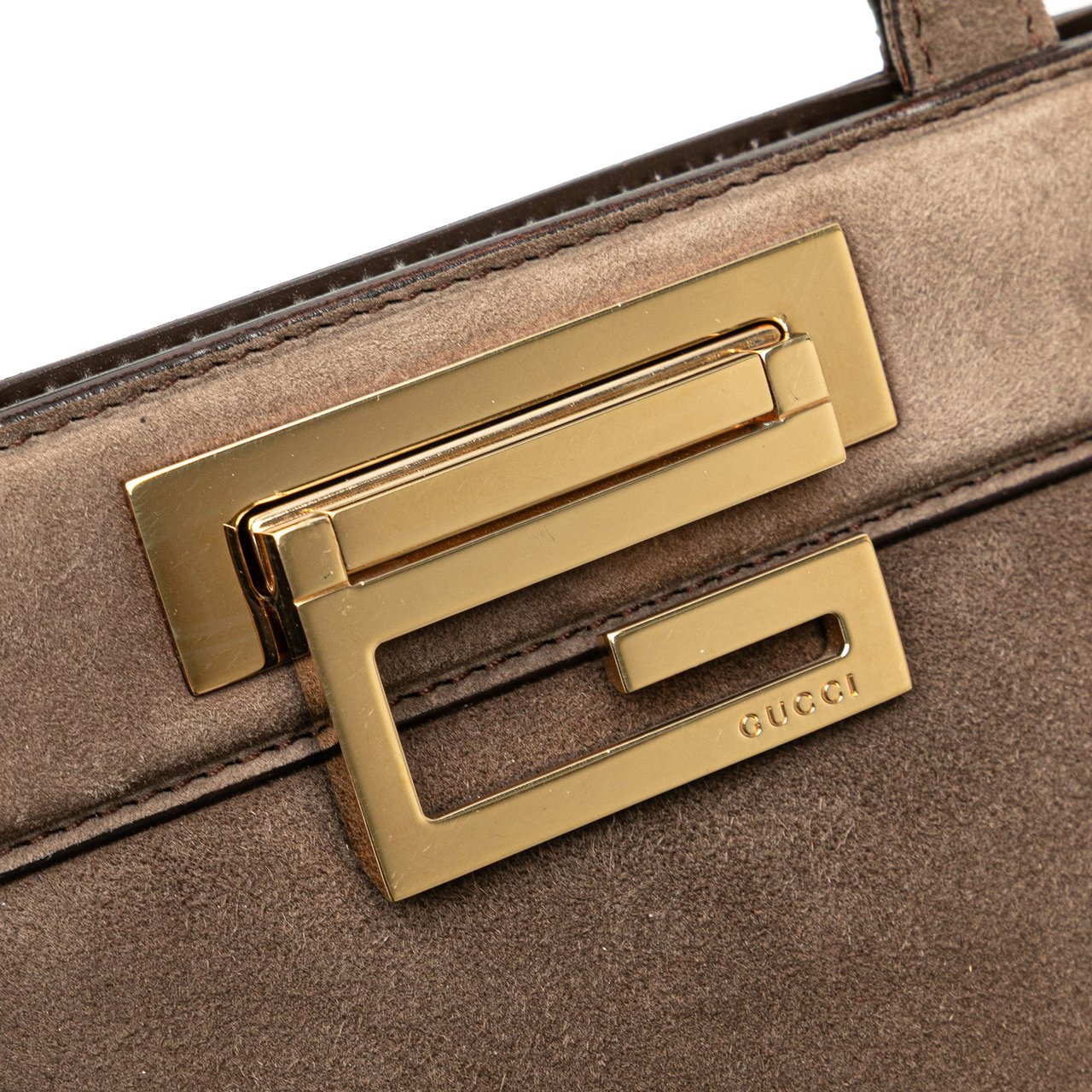 Gucci G Suede Handbag Bruin