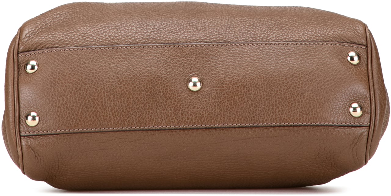 Gucci Small Calfskin Bamboo Shopper Satchel Bruin
