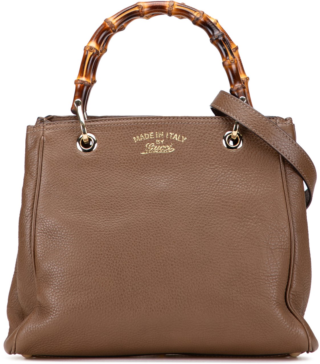 Gucci Small Calfskin Bamboo Shopper Satchel Bruin
