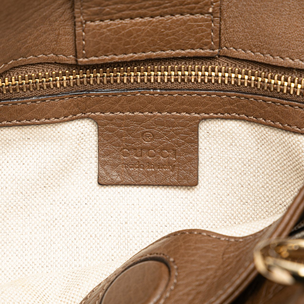 Gucci Small Calfskin Bamboo Shopper Satchel Bruin