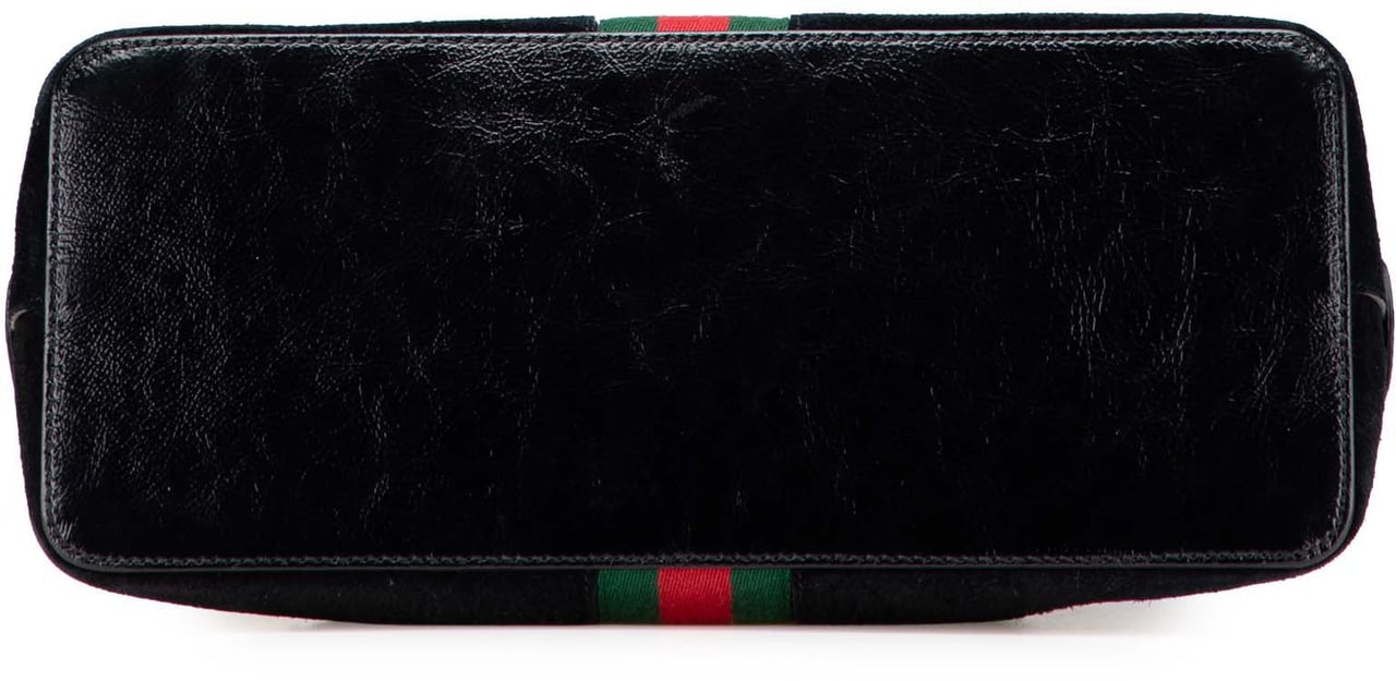 Gucci Medium Suede Ophidia Web Dome Satchel Zwart