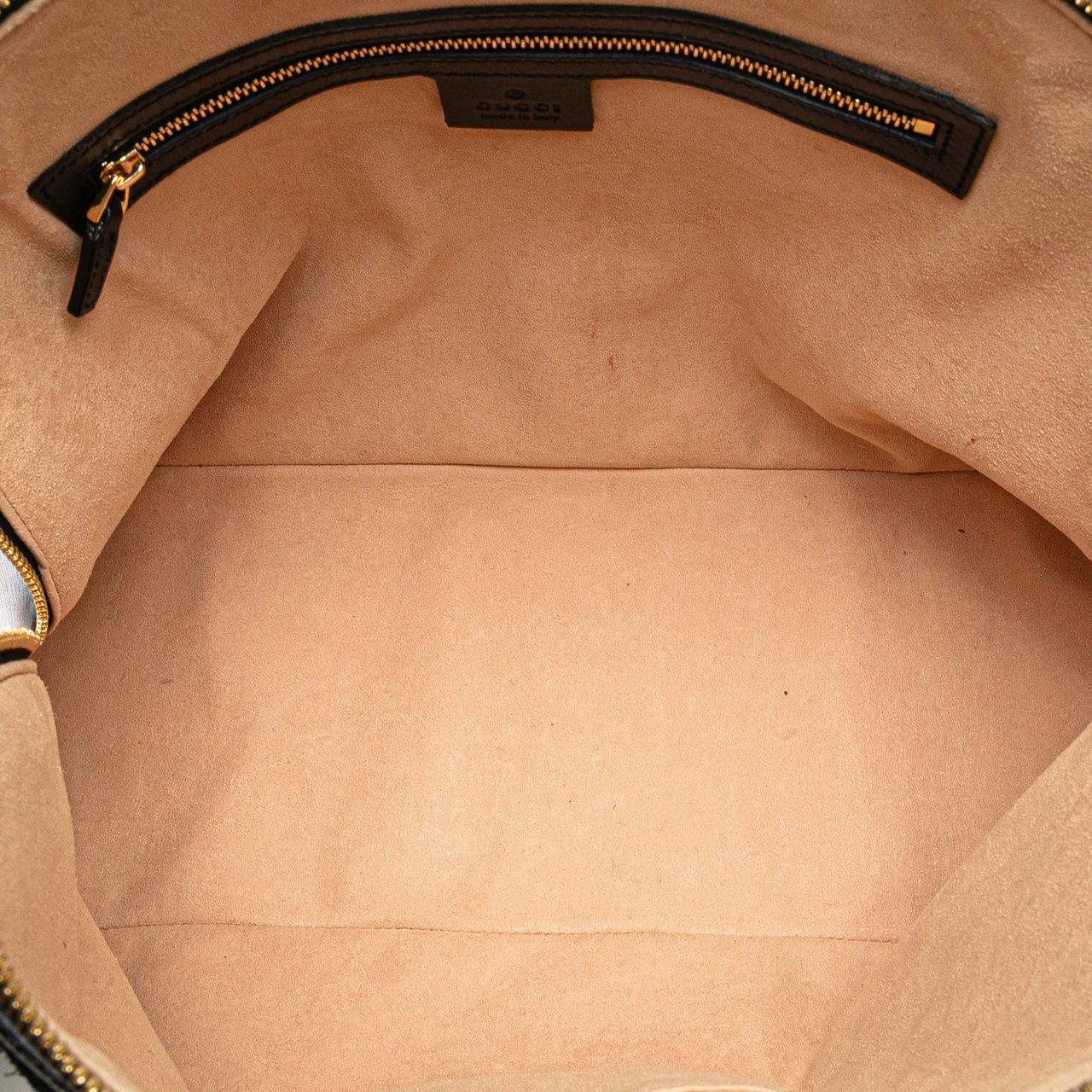 Gucci Medium Suede Ophidia Web Dome Satchel Zwart