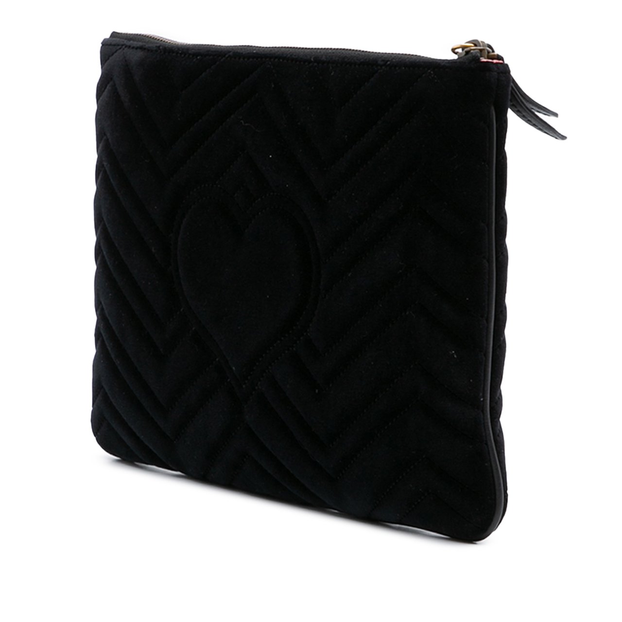 Gucci GG Marmont Matelasse Velvet Clutch Zwart