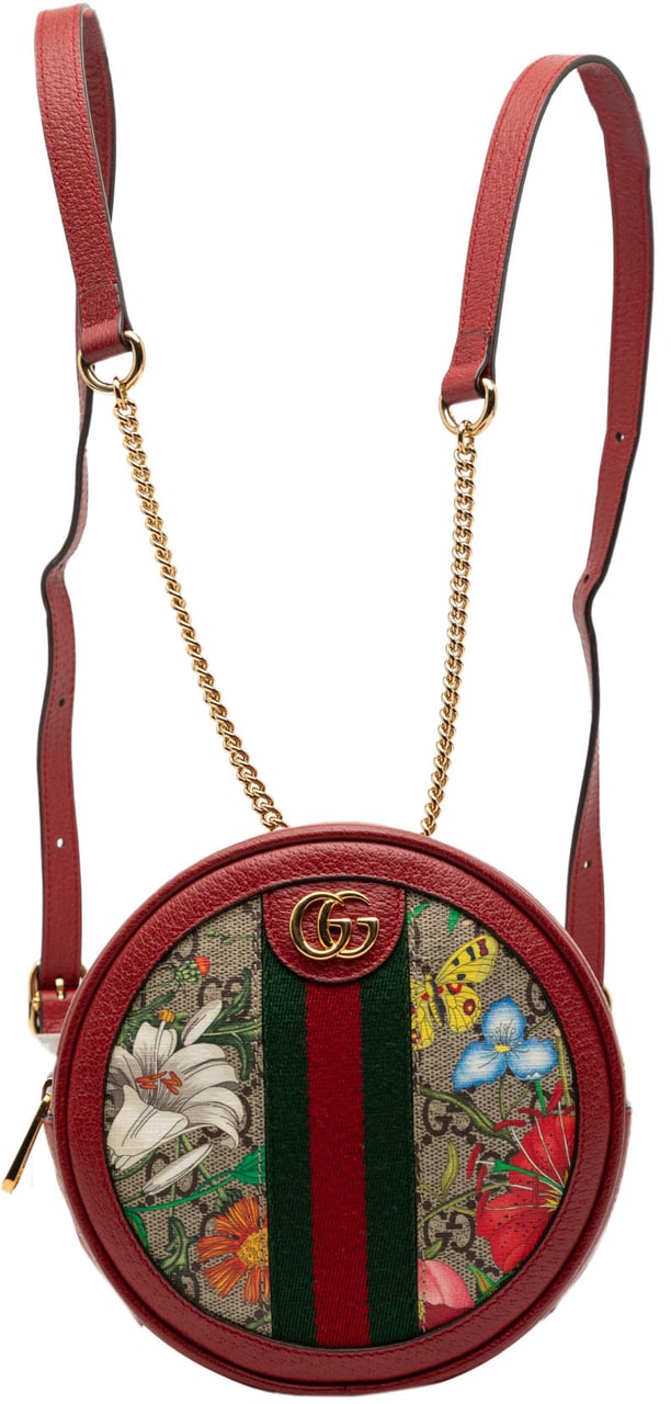 Gucci Mini GG Supreme Flora Round Ophidia Backpack Rood