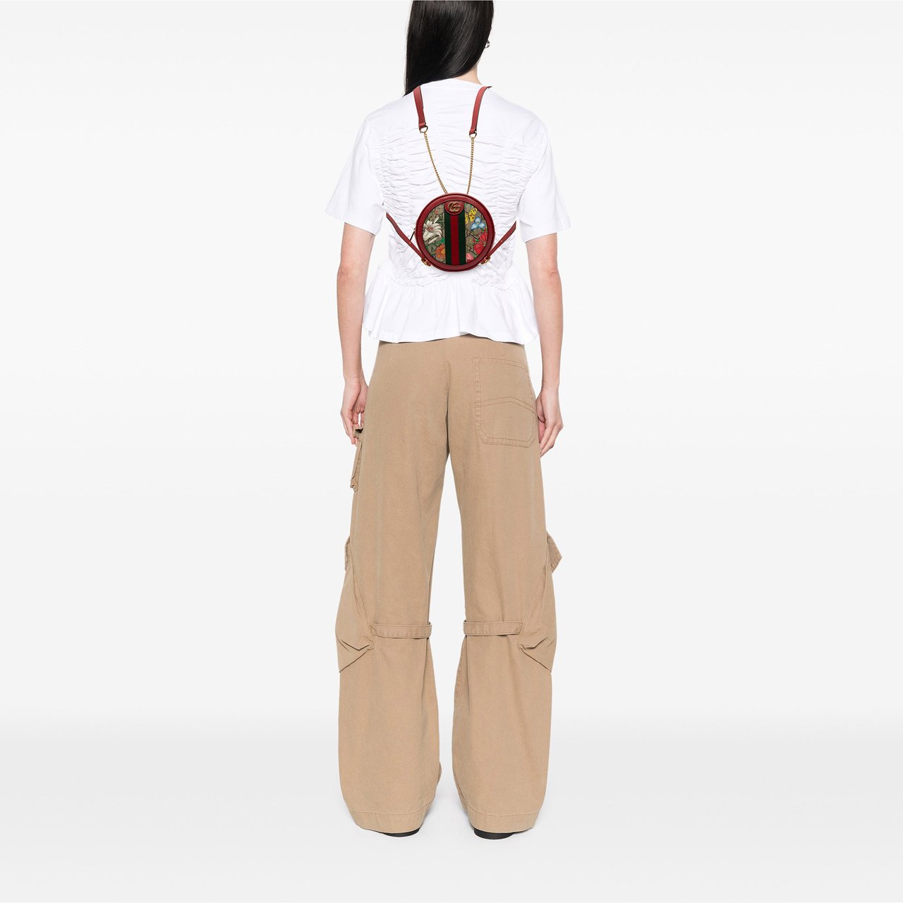 Gucci Mini GG Supreme Flora Round Ophidia Backpack Rood