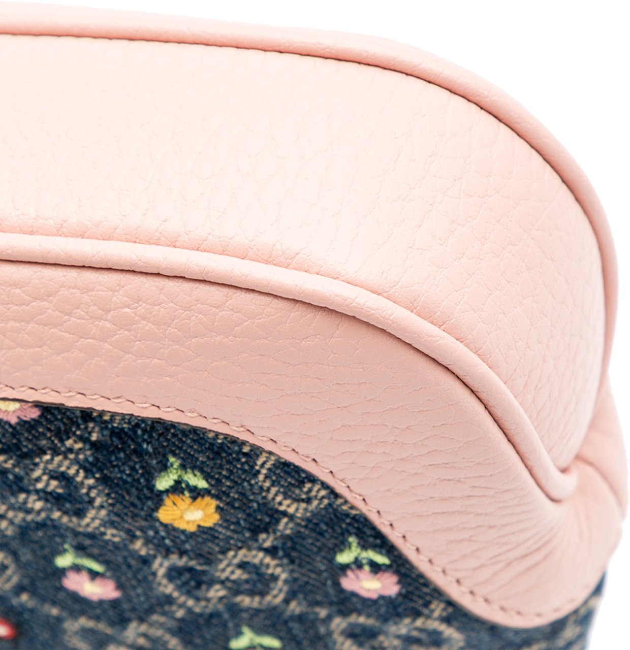 Gucci Limited Edition Mini GG Denim Embroidered Floral Jackie 1961 Crossbody Blauw