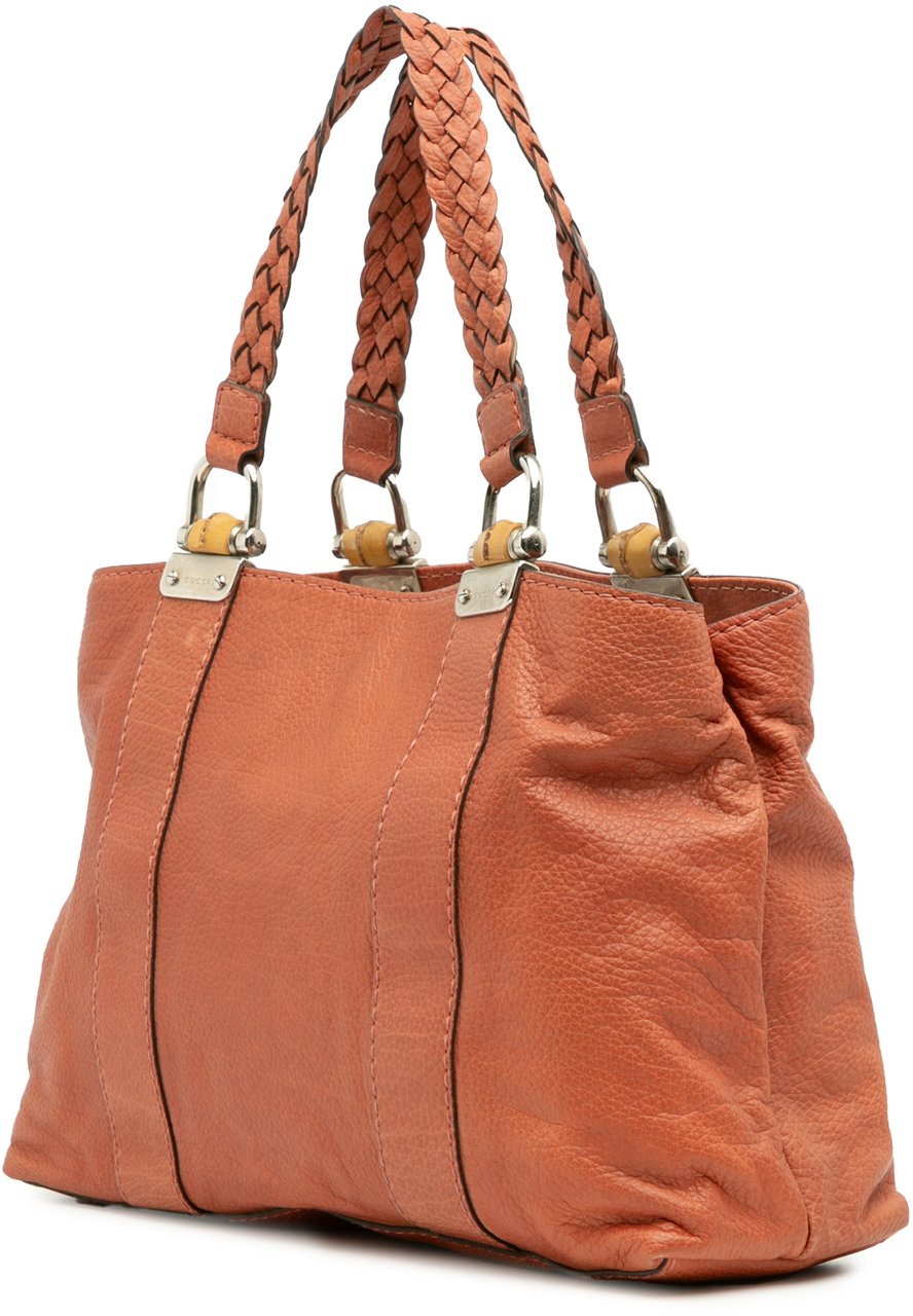 Gucci Medium Leather Bamboo Libeccio Tote Oranje