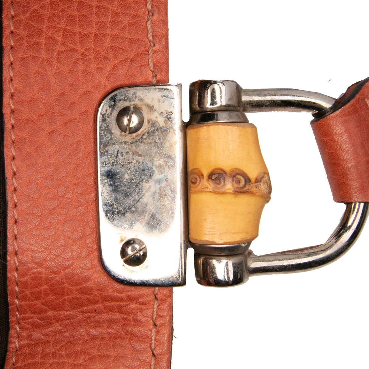 Gucci Medium Leather Bamboo Libeccio Tote Oranje