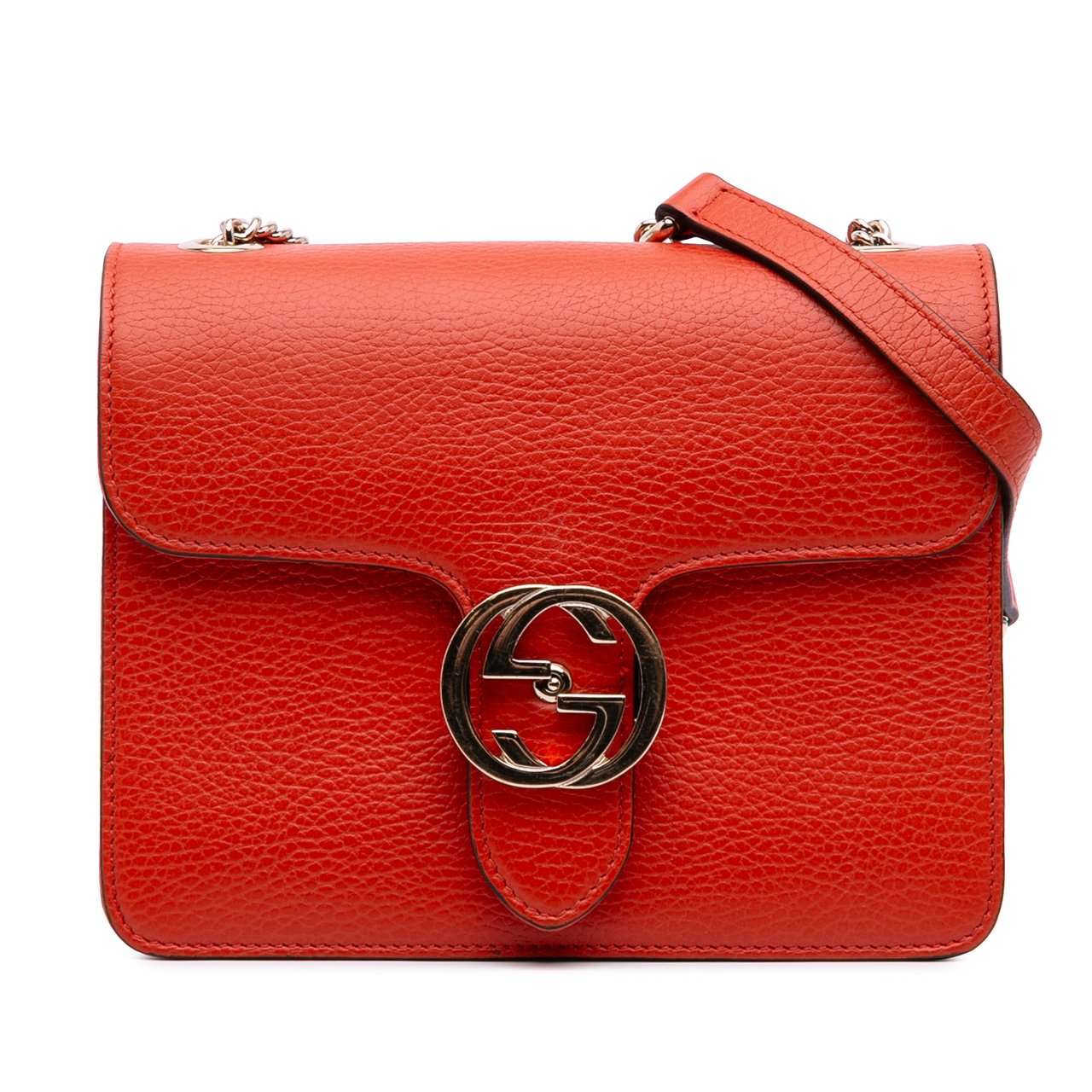 Gucci Small Dollar Calfskin Interlocking G Crossbody Oranje