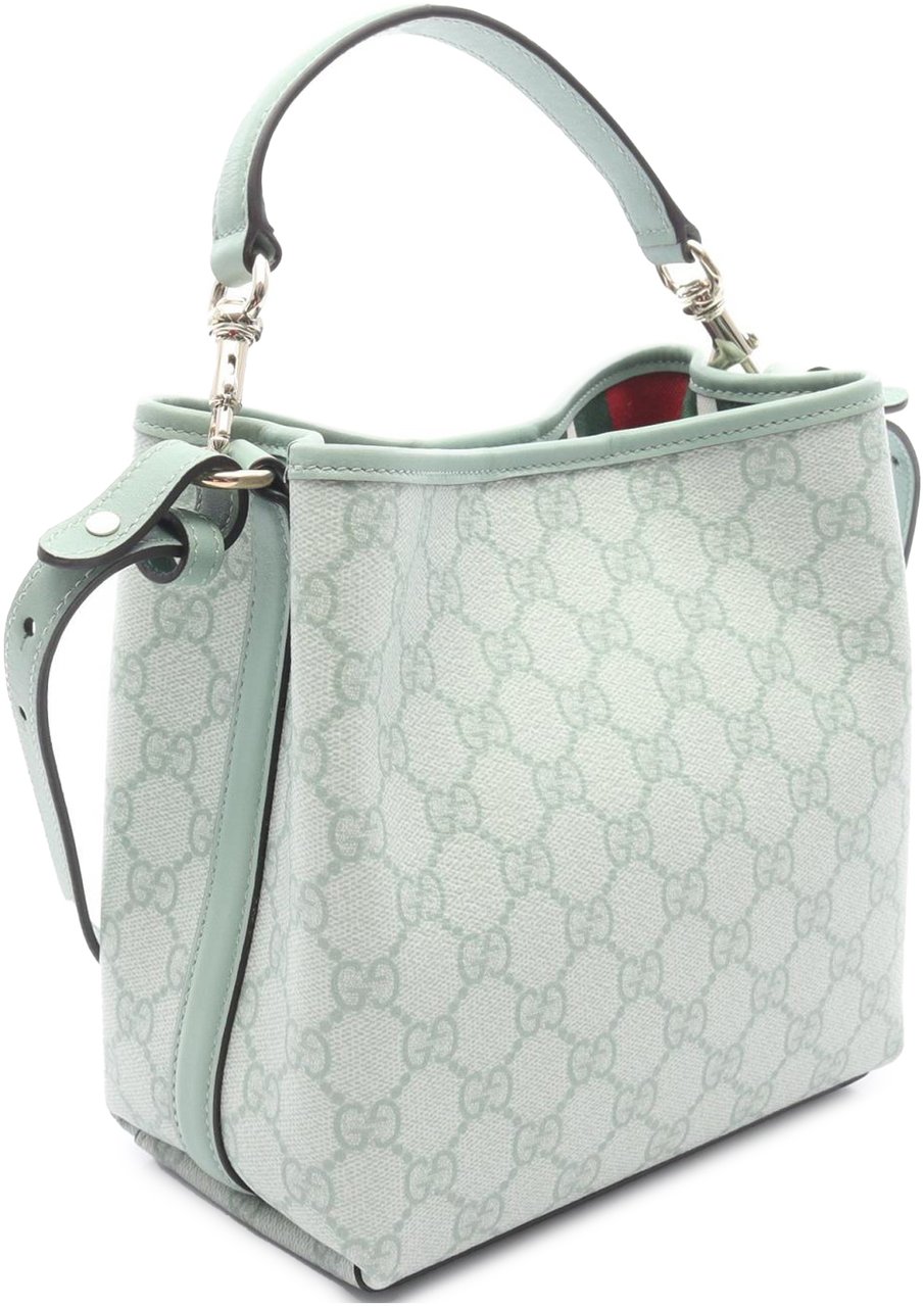 Gucci Small GG Supreme Emblem Bucket Bag Groen